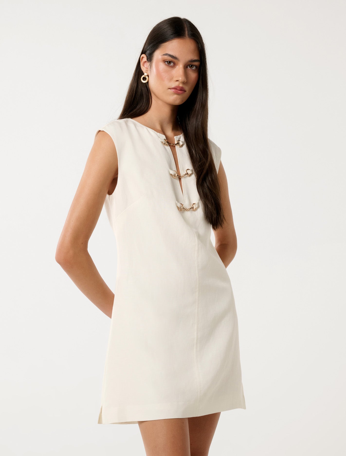 Clover Snaffle Detail Mini Dress Porcelain