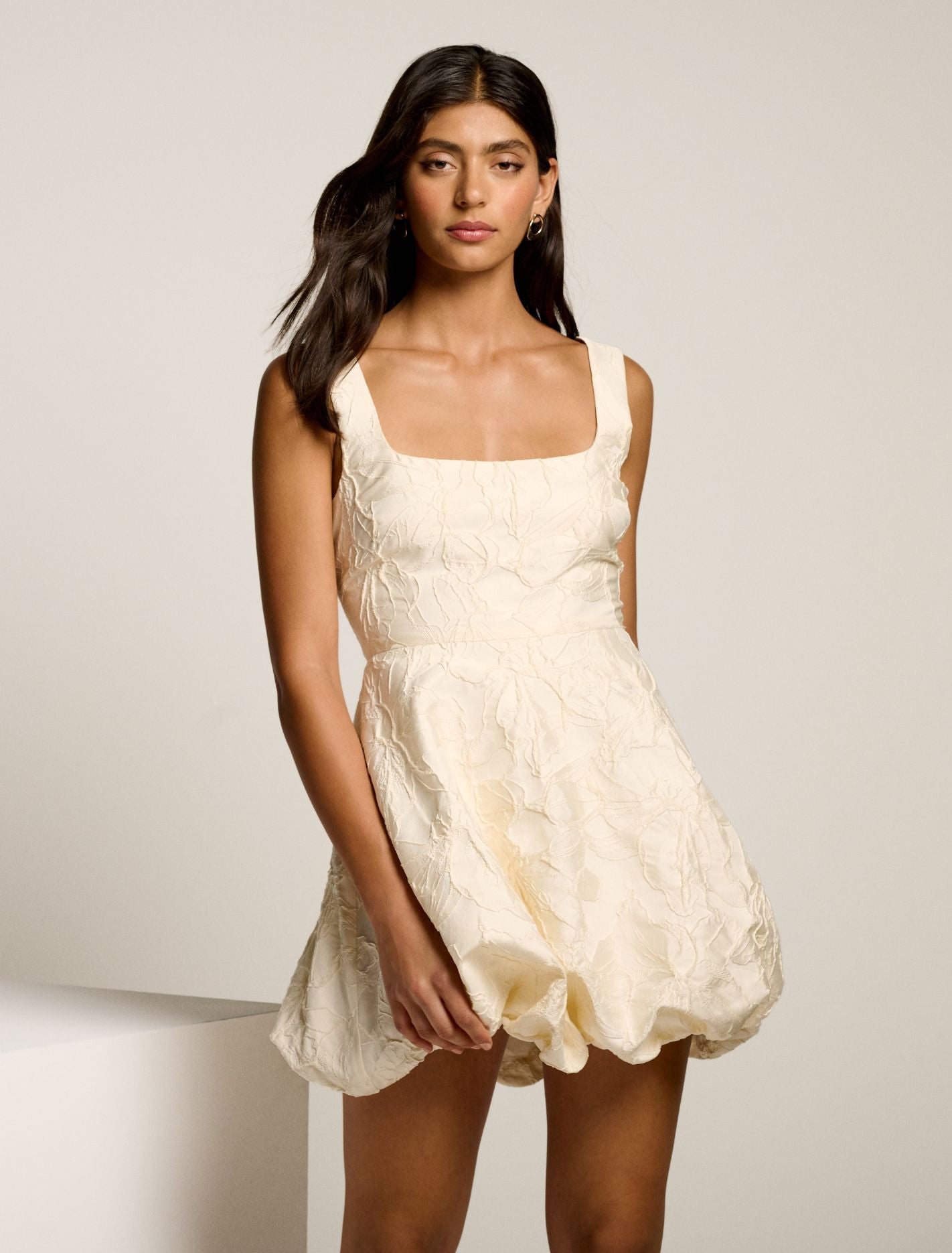 Brenda Bubble Mini Dress Porcelain