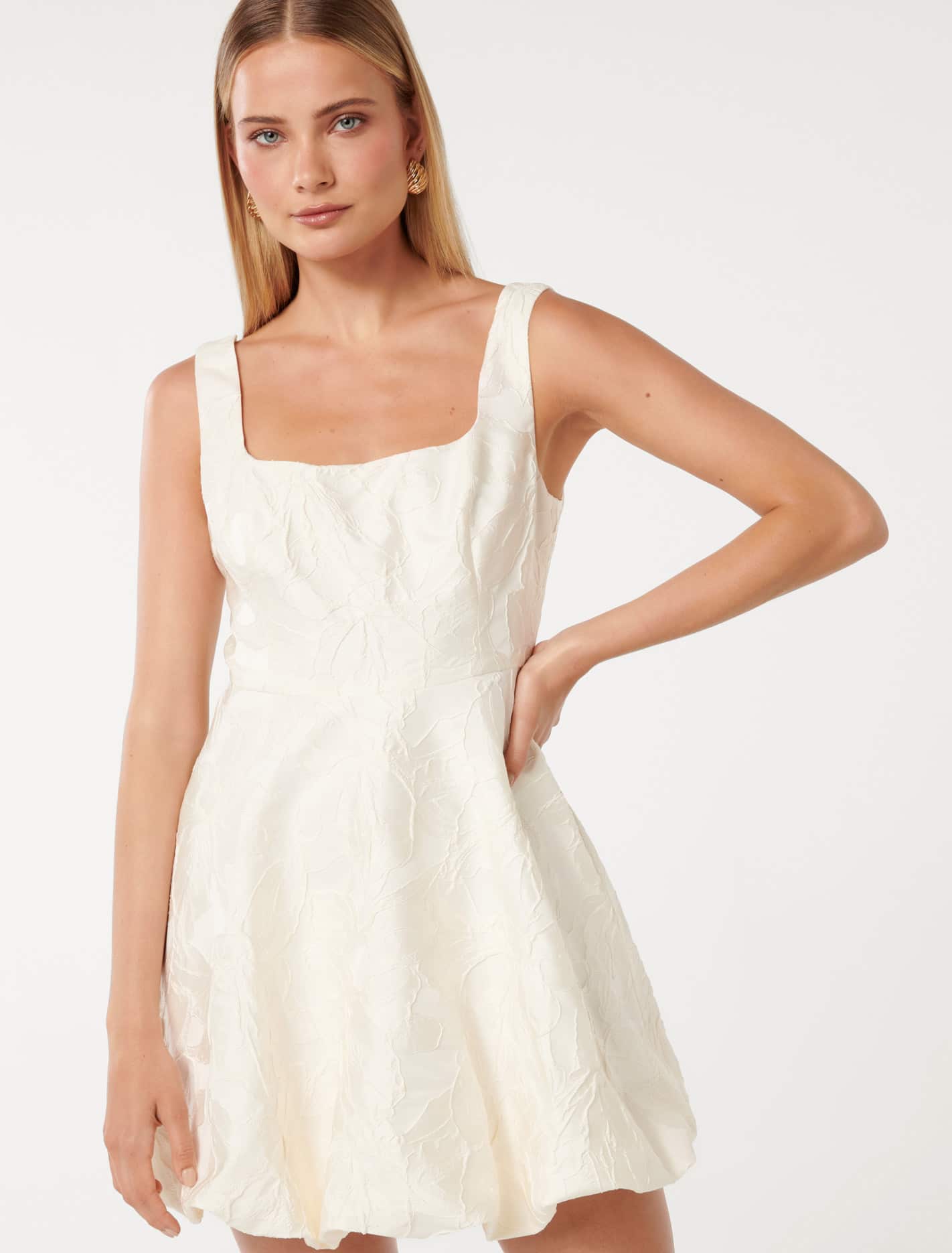 Brenda Bubble Mini Dress Porcelain
