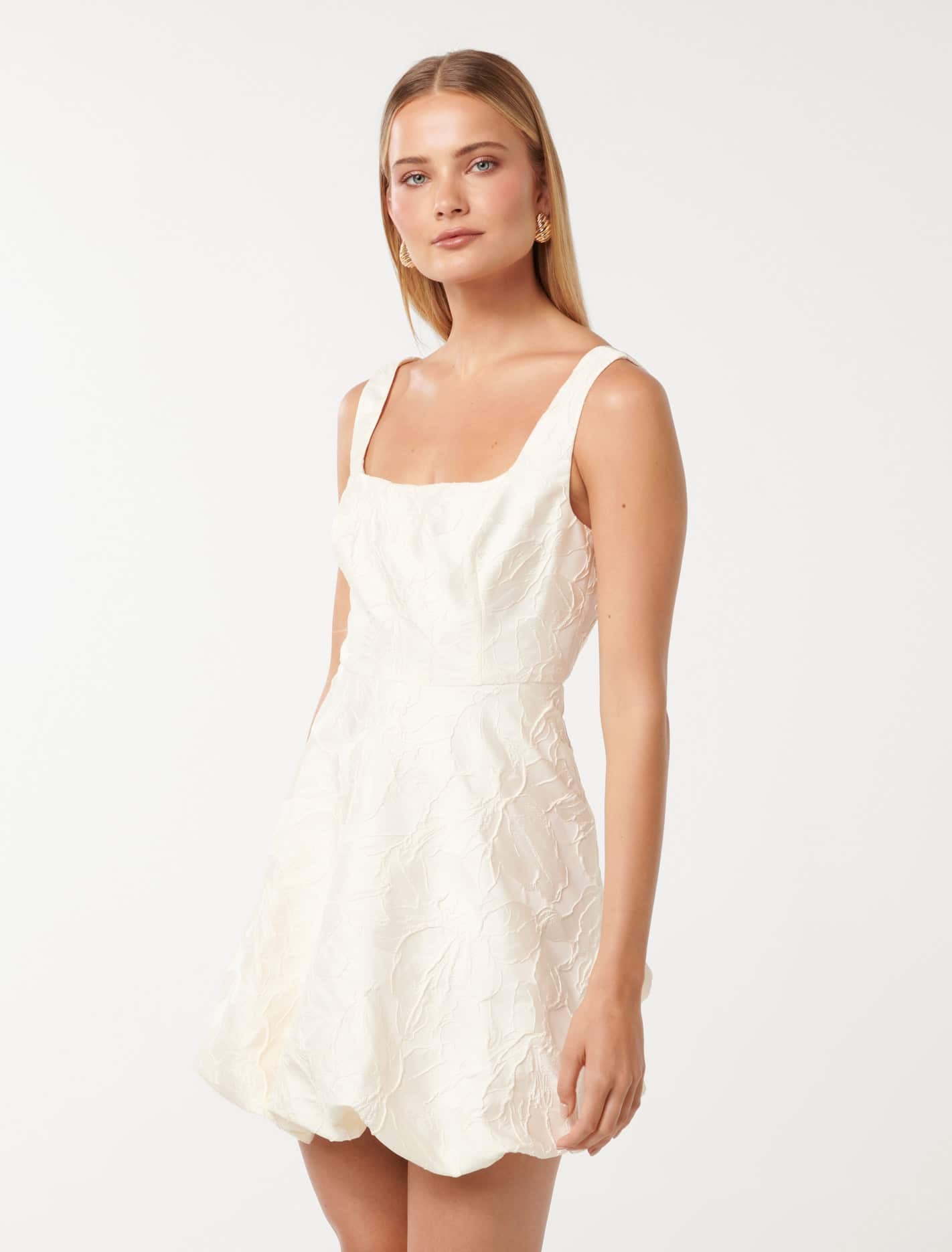 Brenda Bubble Mini Dress Porcelain