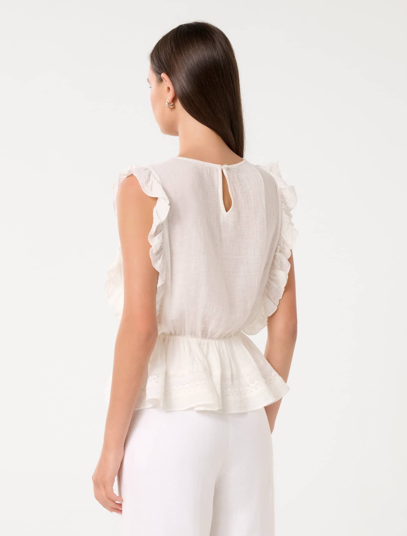 Rose Ruffle Sleeve Top Porcelain