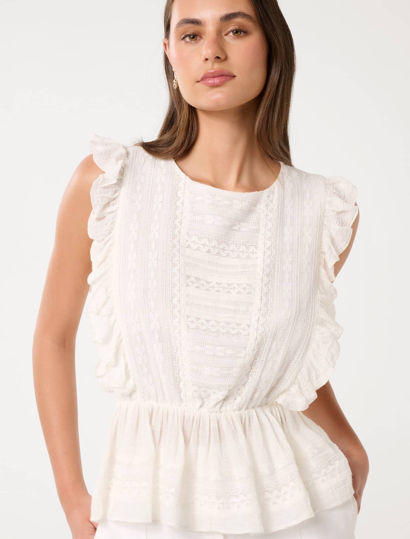Rose Ruffle Sleeve Top Porcelain