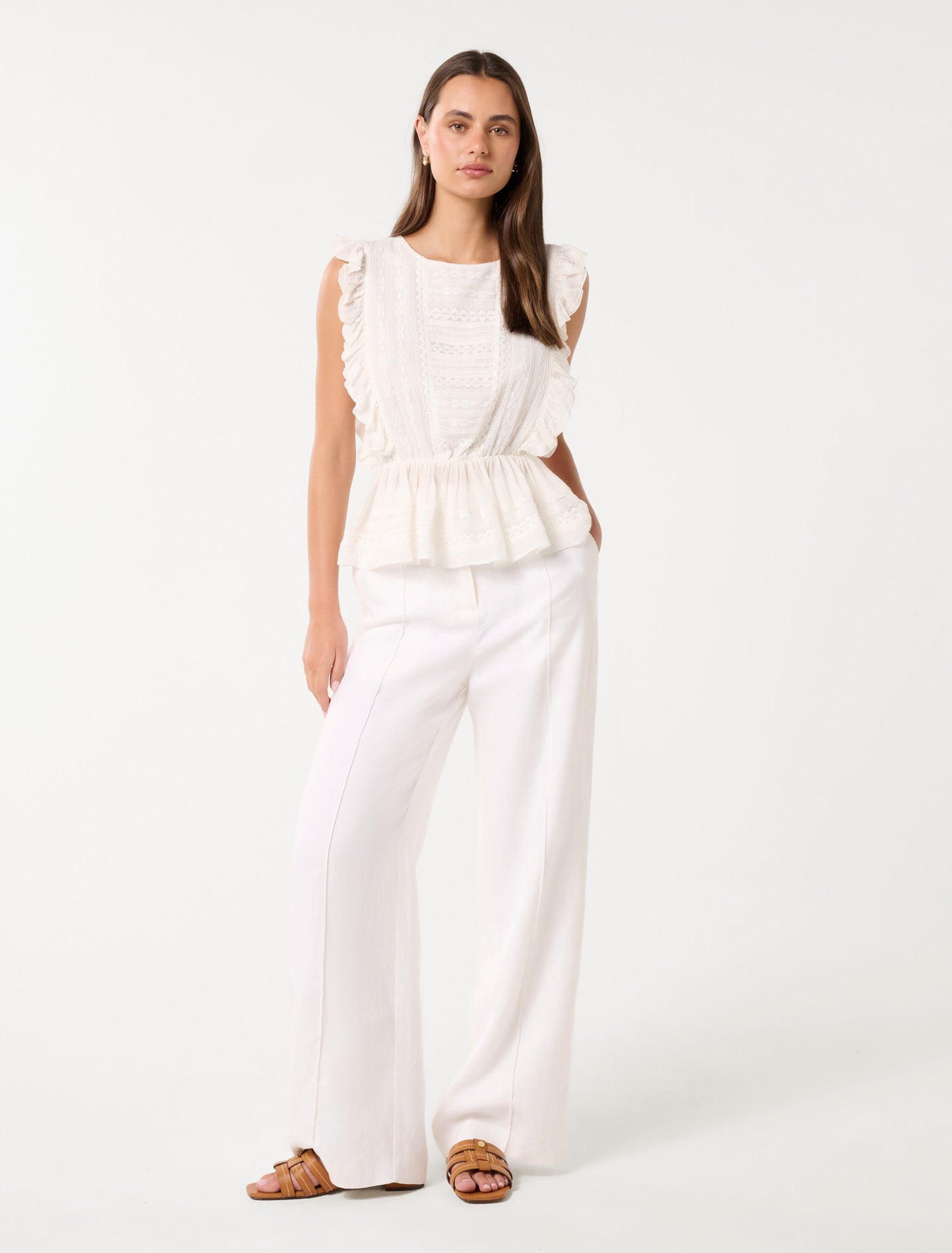 Rose Ruffle Sleeve Top Porcelain