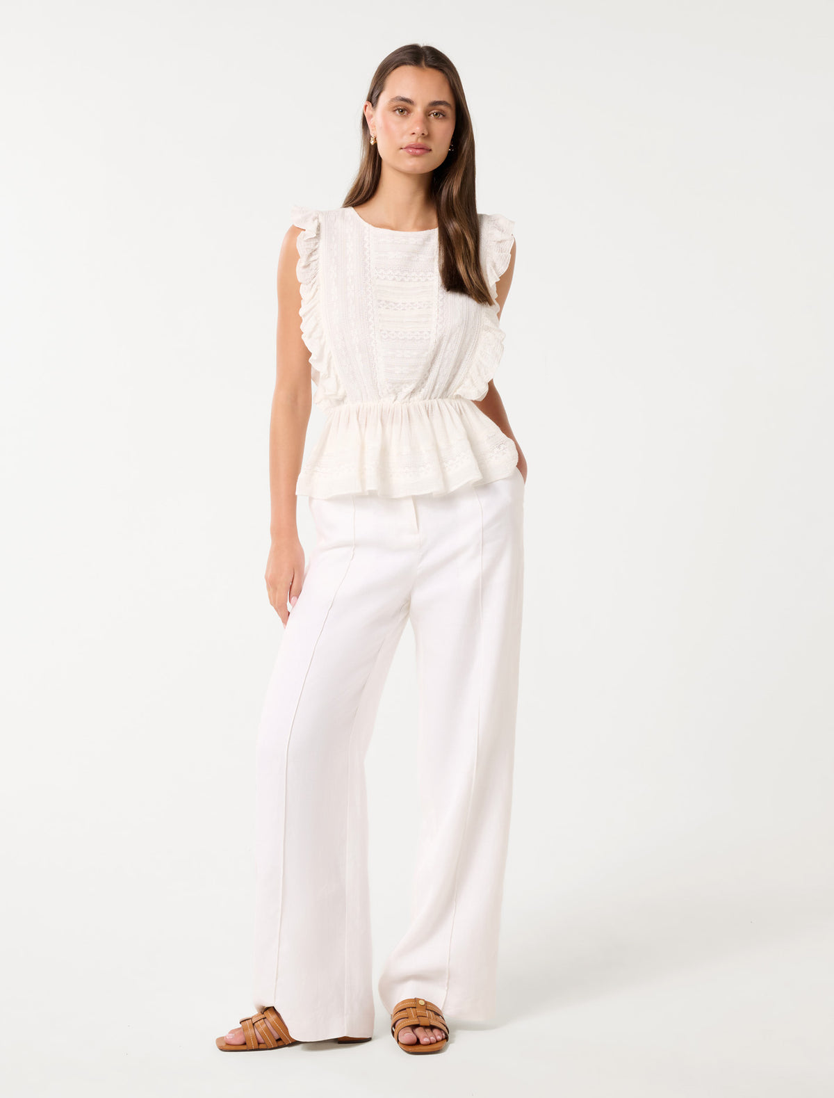 Rose Ruffle Sleeve Top Porcelain