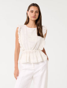 Rose Ruffle Sleeve Top Porcelain