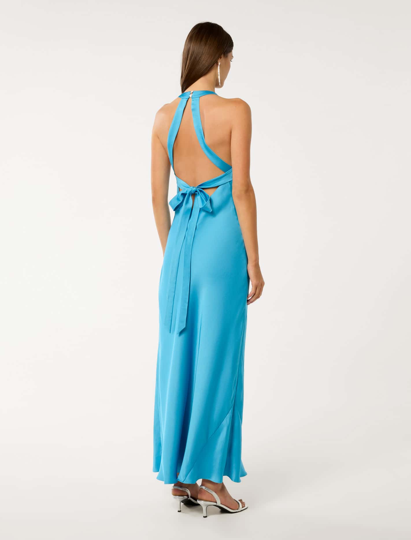 Audrey Satin Backless Maxi Horizon Blue