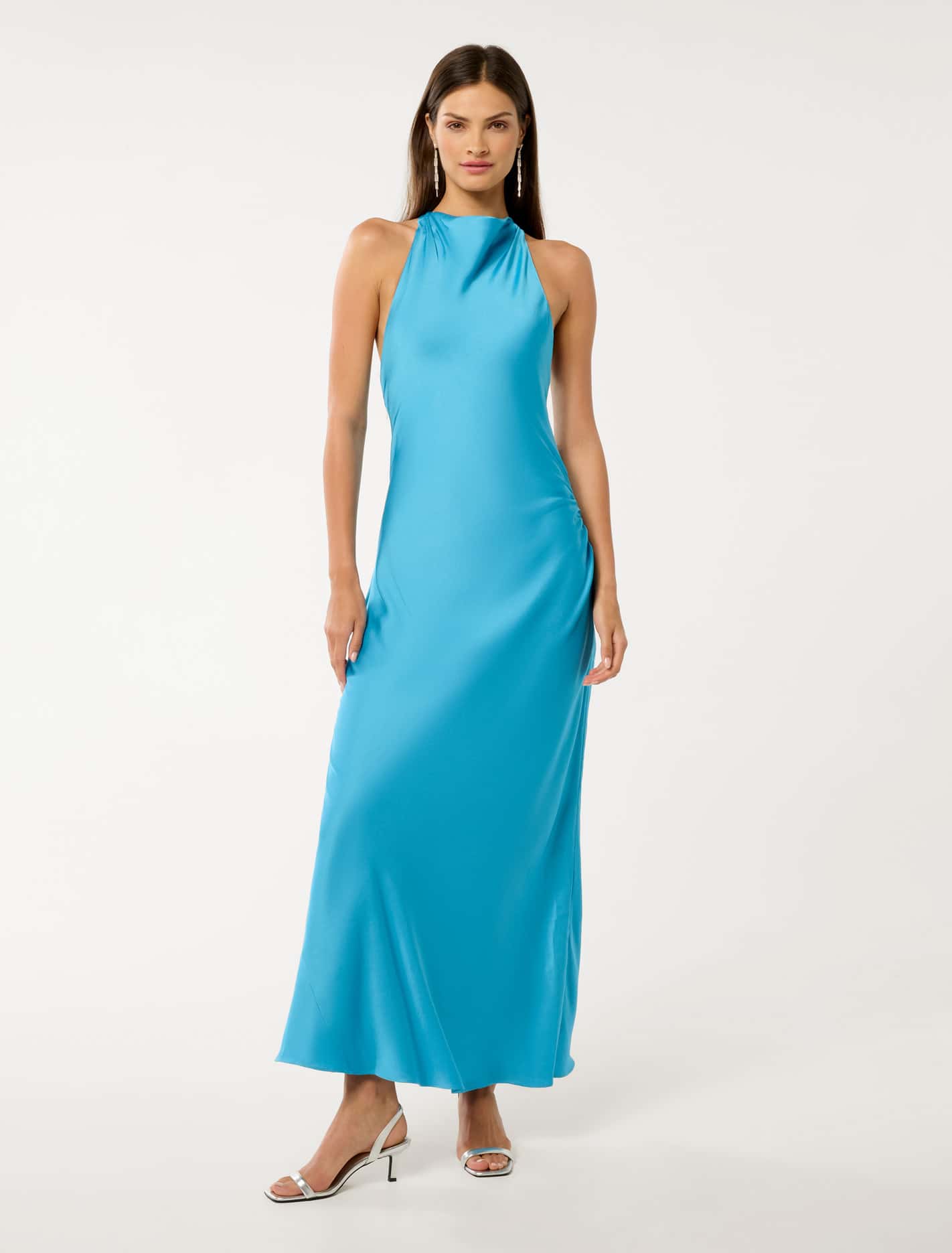 Audrey Satin Backless Maxi Horizon Blue