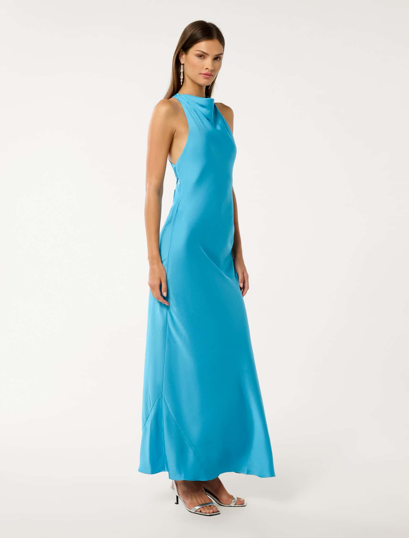 Audrey Satin Backless Maxi Horizon Blue