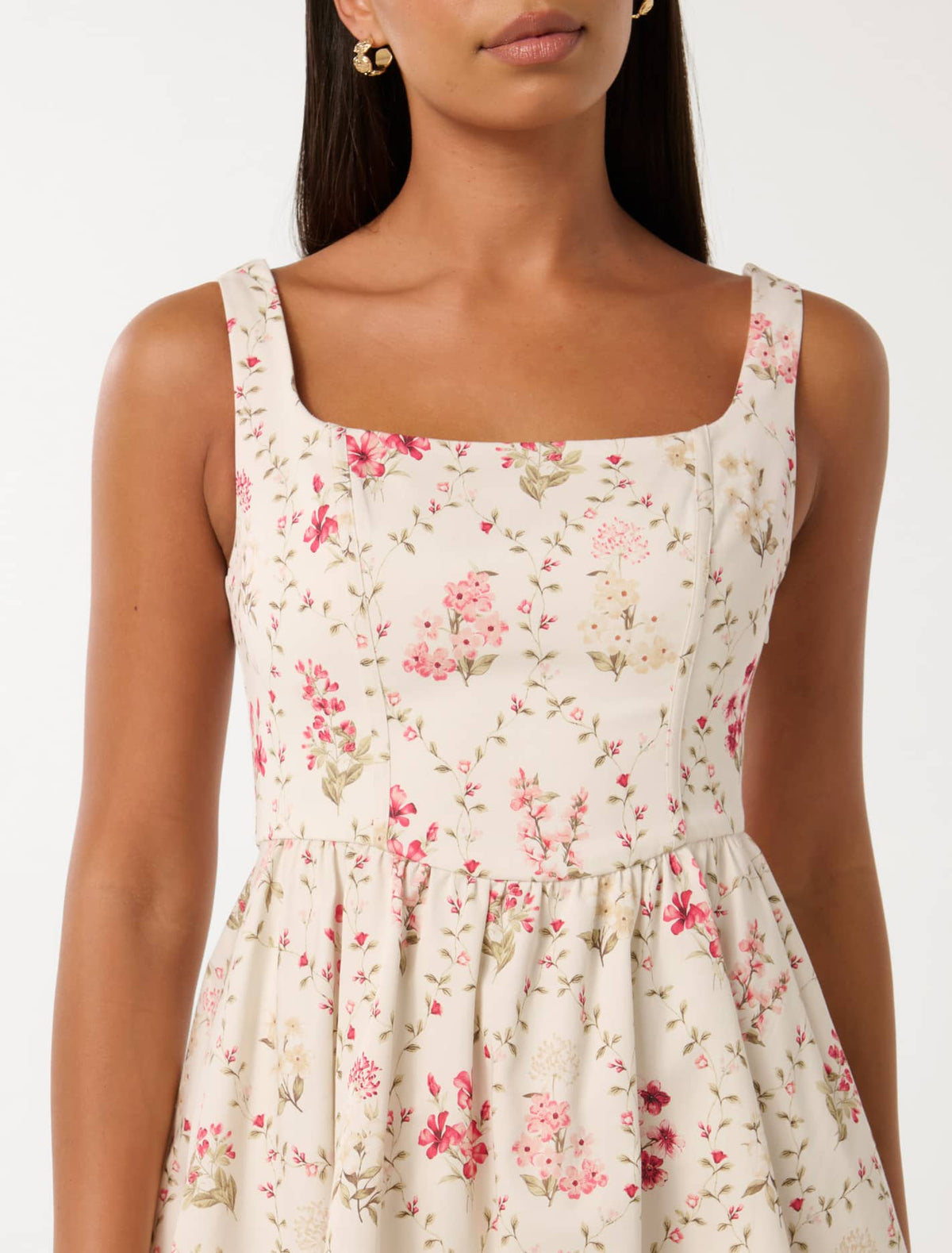 Brielle Printed Lace Up Mini Dress Garden Trellis