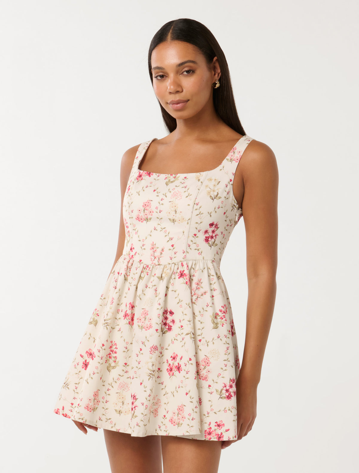 Brielle Printed Lace Up Mini Dress Garden Trellis