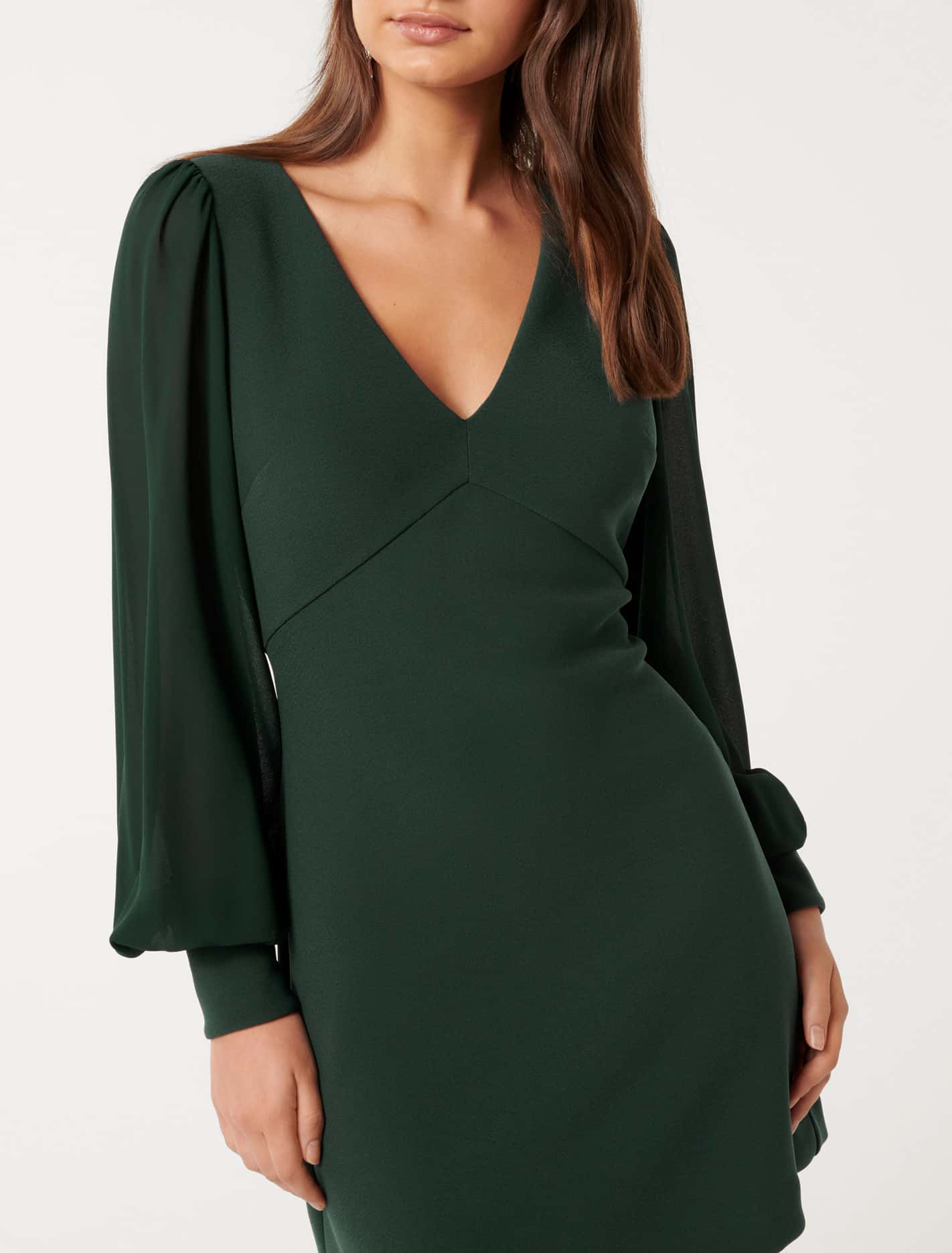 Adelaide V Neck Mini Dress Dark Green