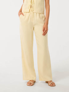 Eva Linen Straight Leg Pant Lemon Drop Co-ord