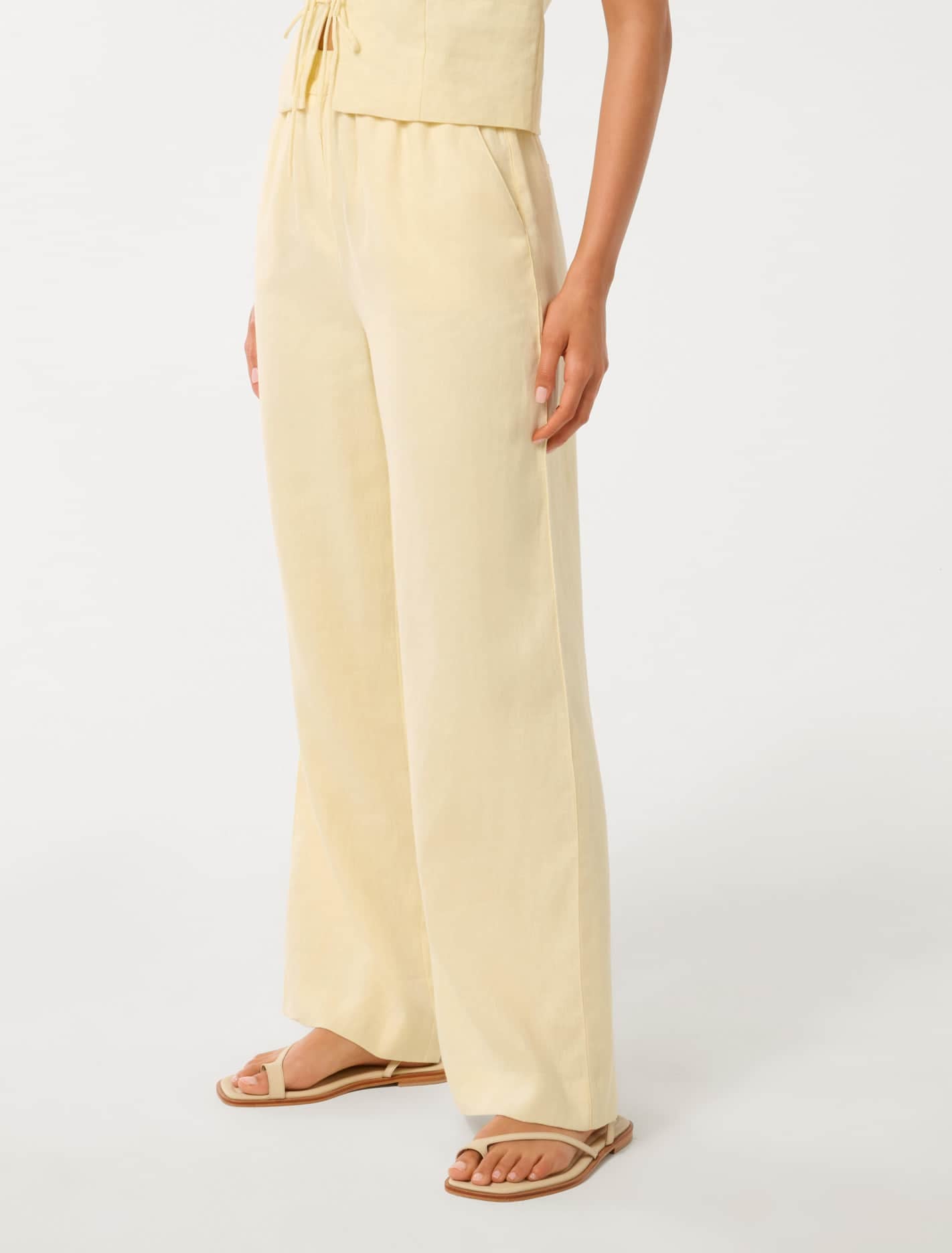 Eva Linen Straight Leg Pant Lemon Drop Co-ord
