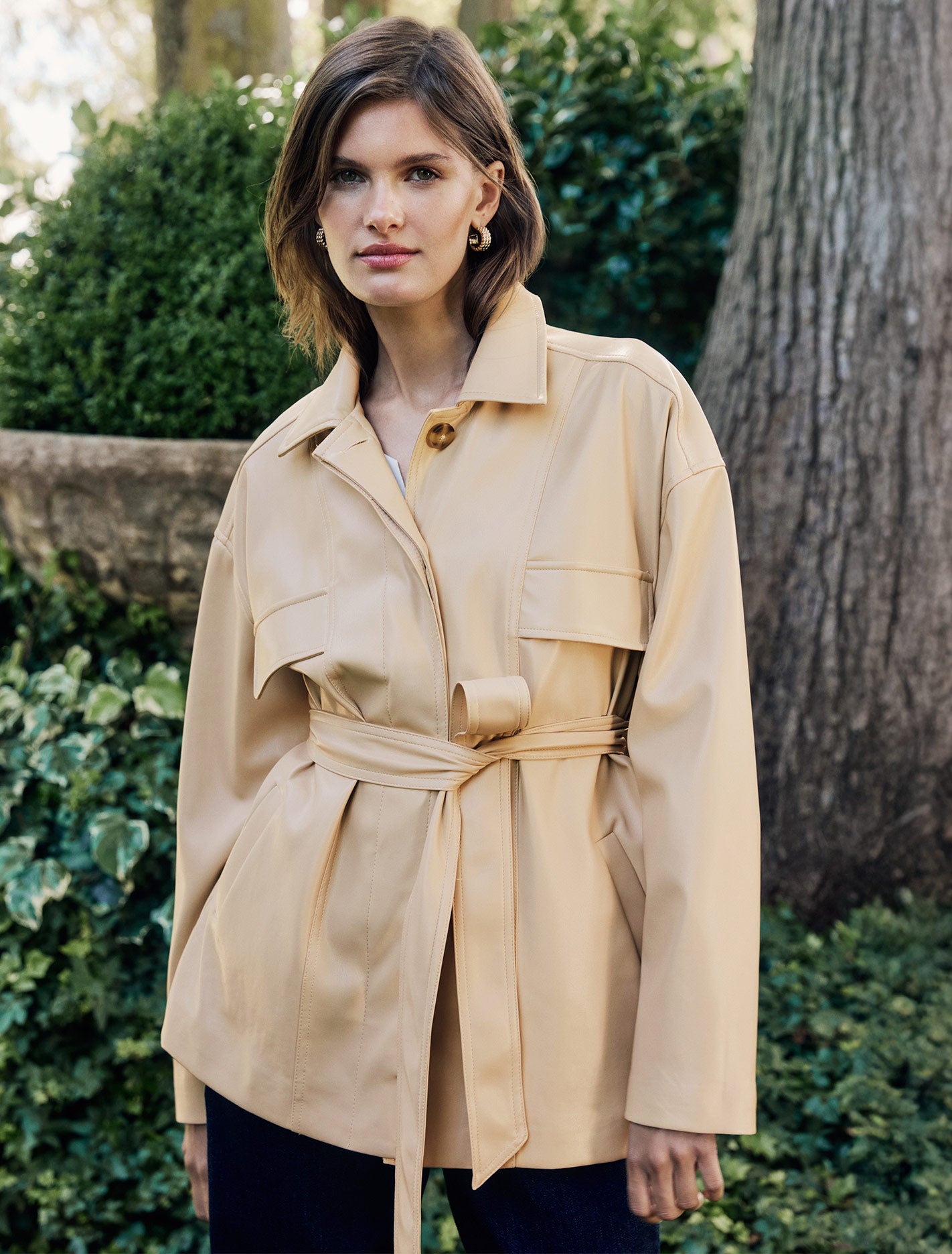 Karli Faux Leather Shacket Quicksand