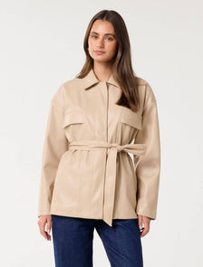 Karli Faux Leather Shacket Quicksand
