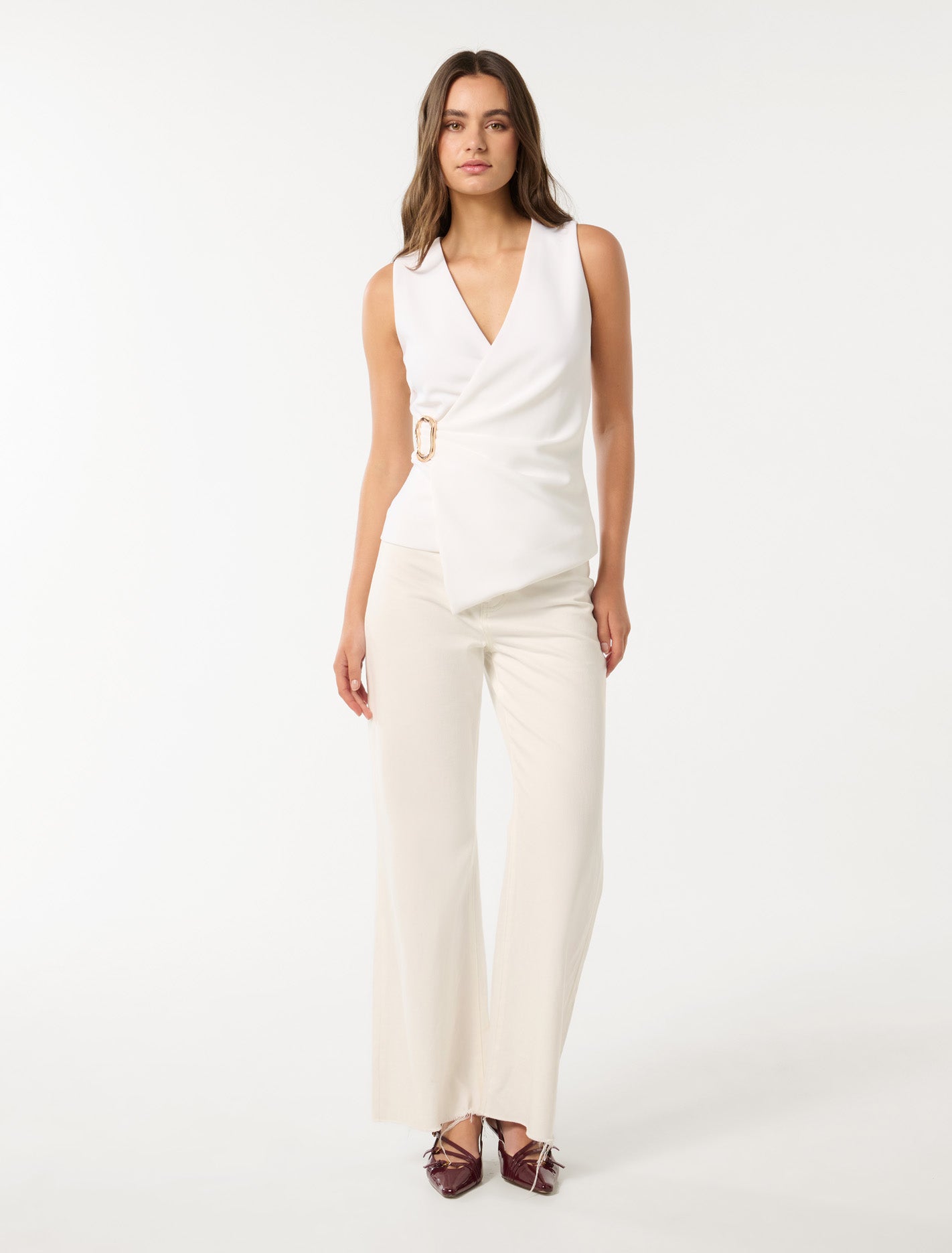 Jacqueline Crepe Wrap Top Porcelain