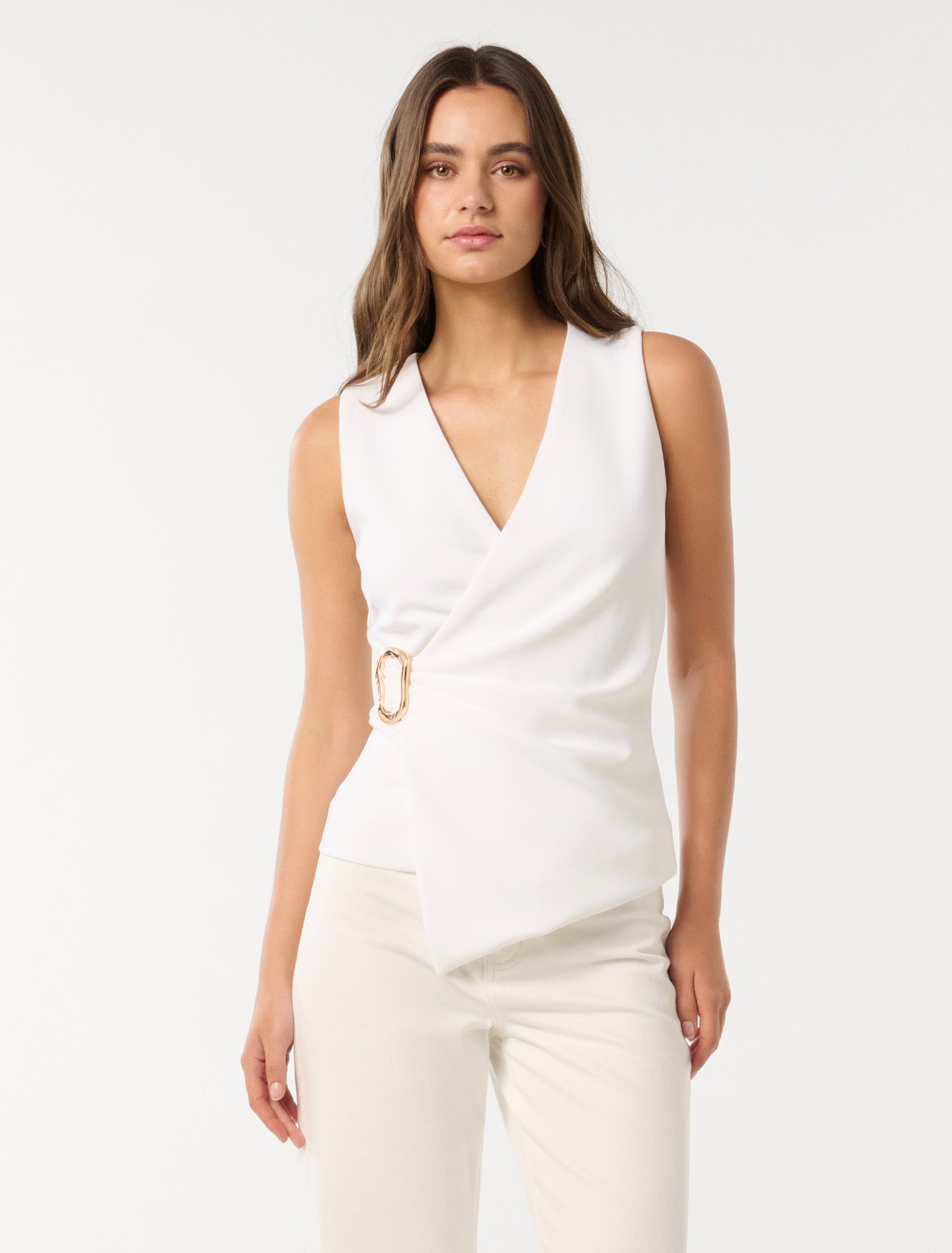 Jacqueline Crepe Wrap Top Porcelain