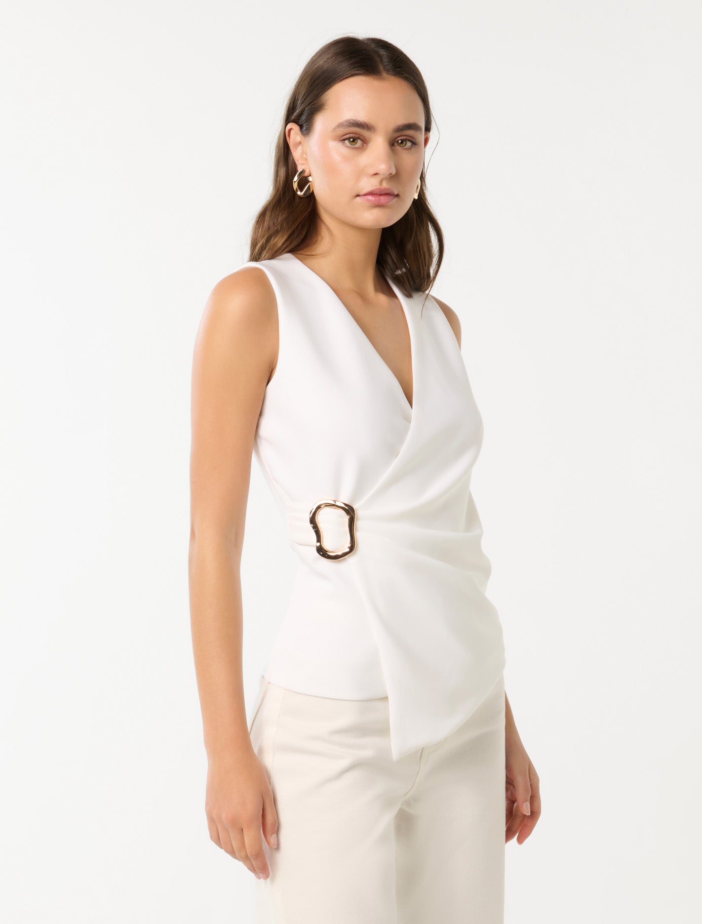 Jacqueline Crepe Wrap Top Porcelain