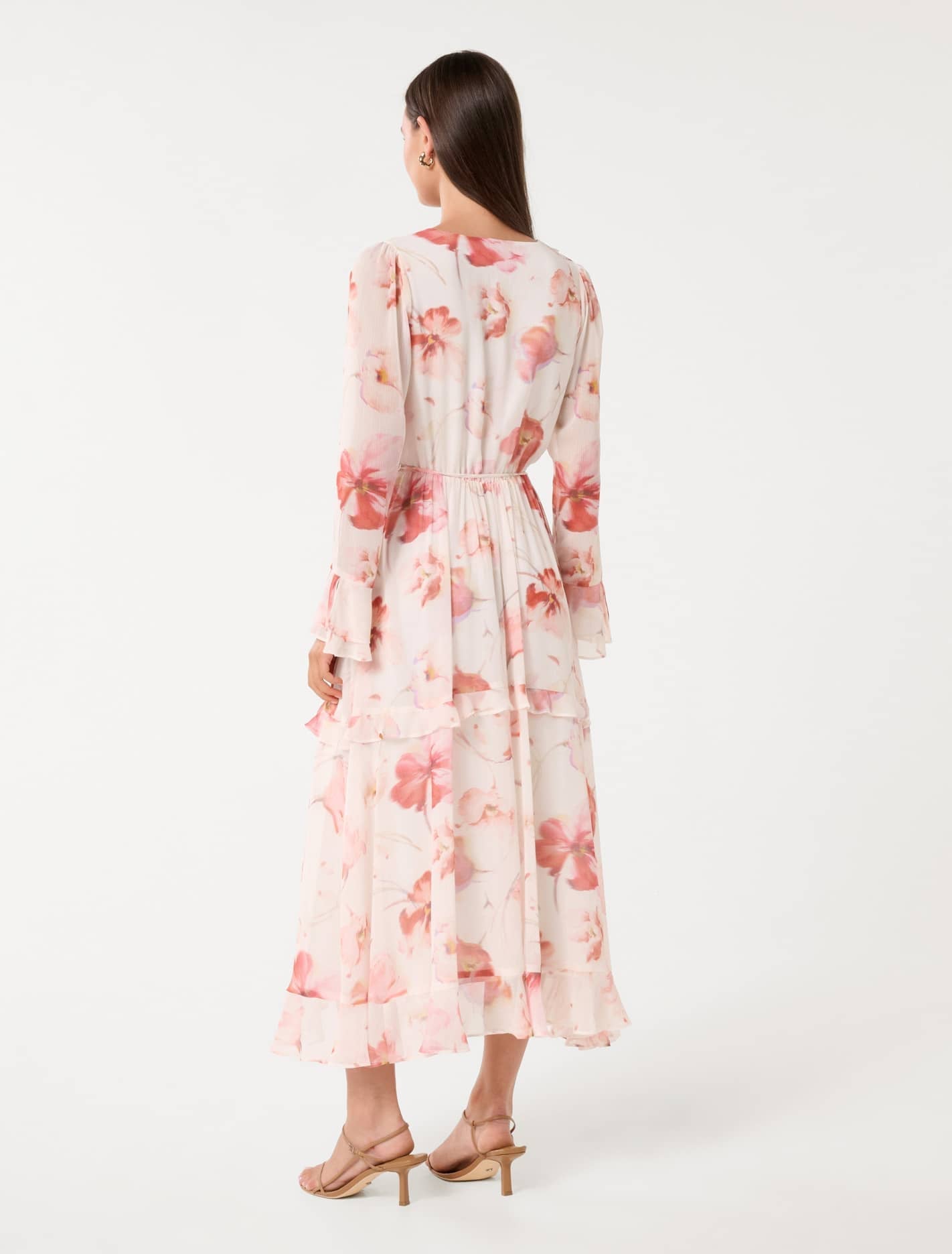 Kya Long Sleeve Frill Midi Dress Valerie Floral