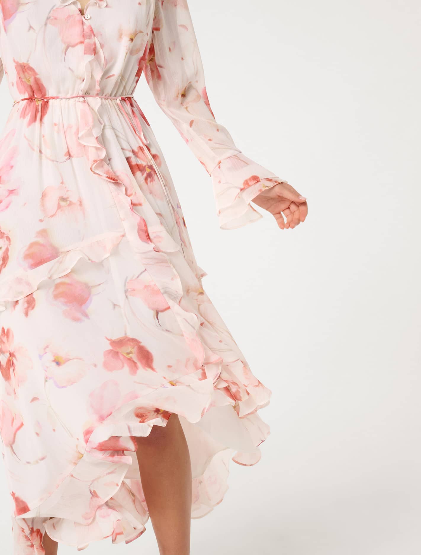 Kya Long Sleeve Frill Midi Dress Valerie Floral