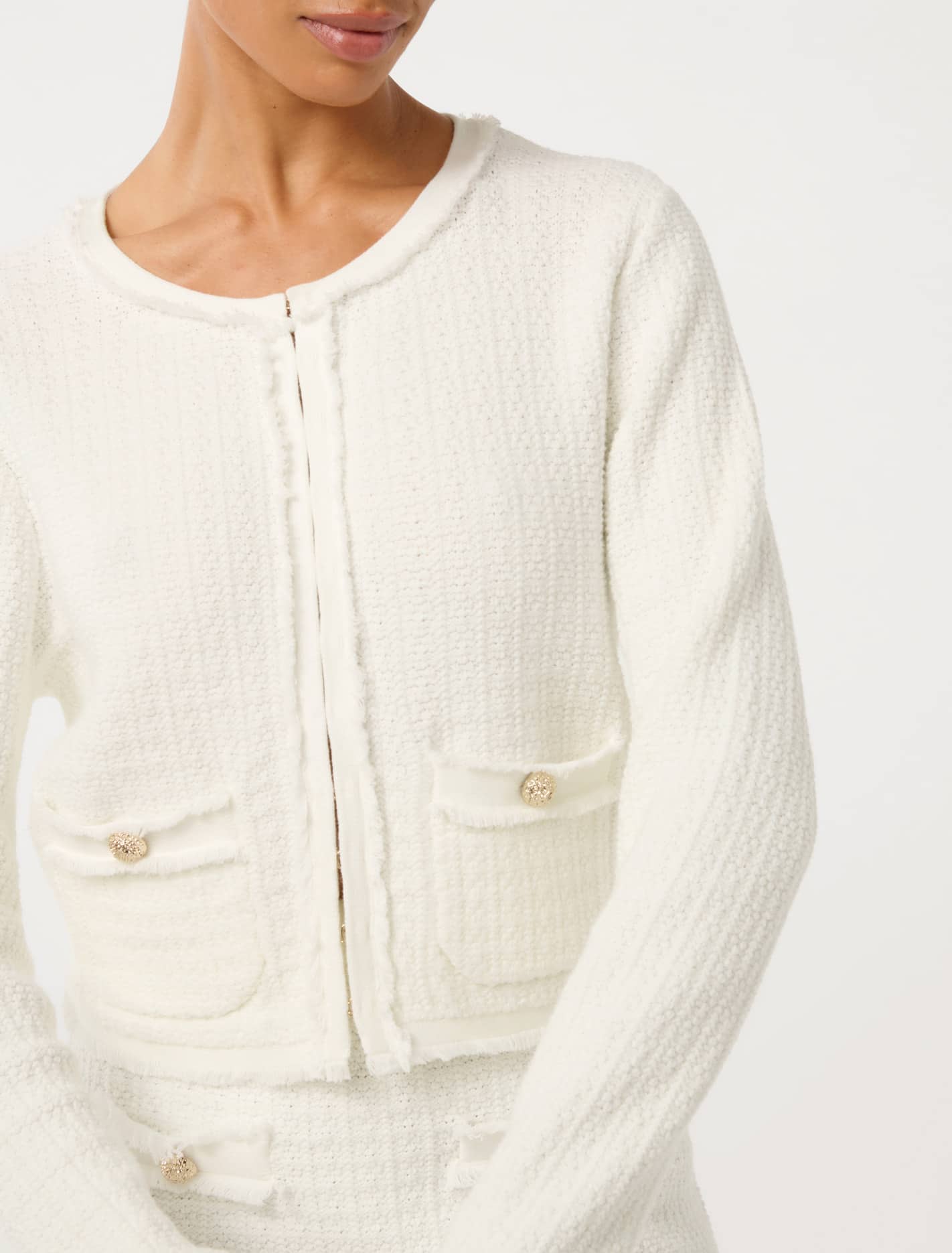 Faith Petite Textured Cardigan Cream