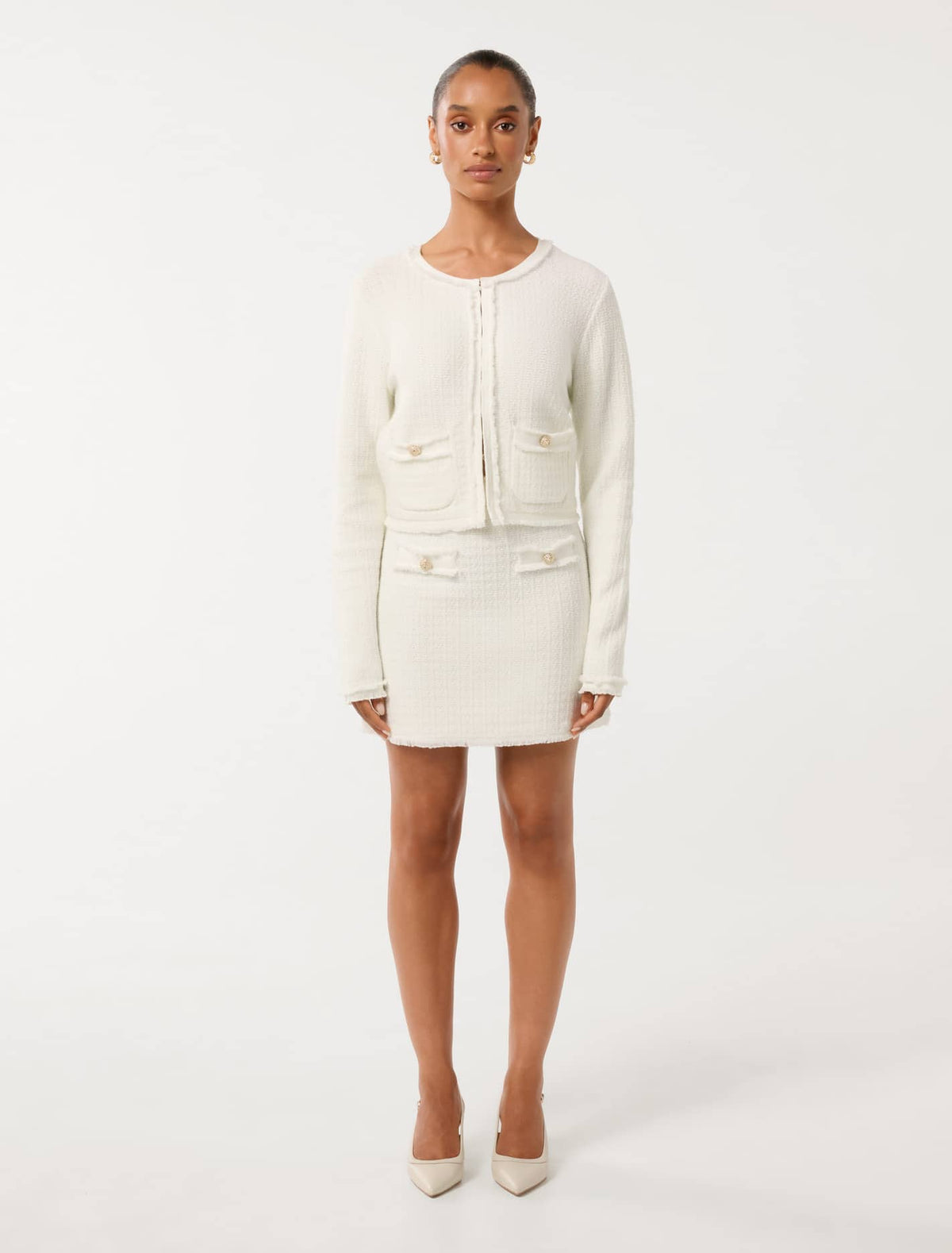 Faith Petite Textured Cardigan Cream