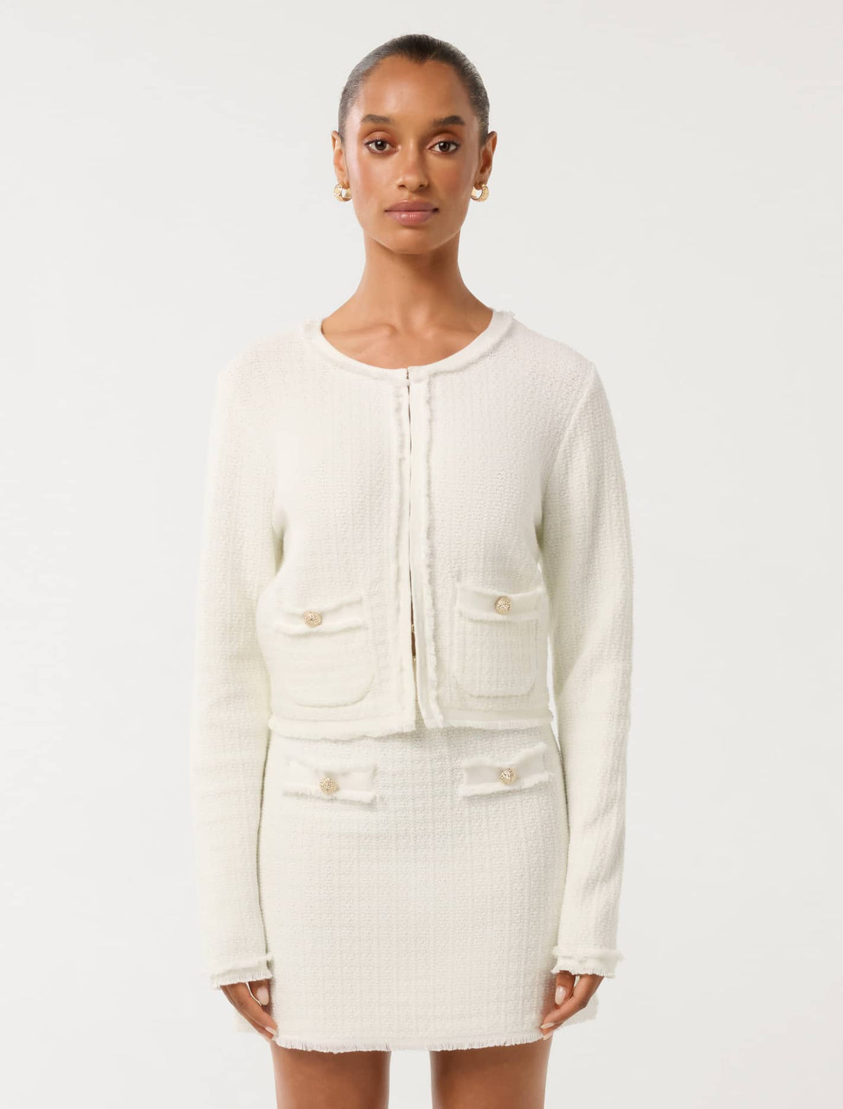 Faith Petite Textured Cardigan Cream