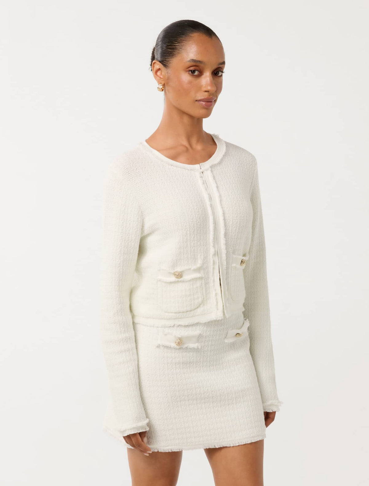 Faith Petite Textured Cardigan Cream