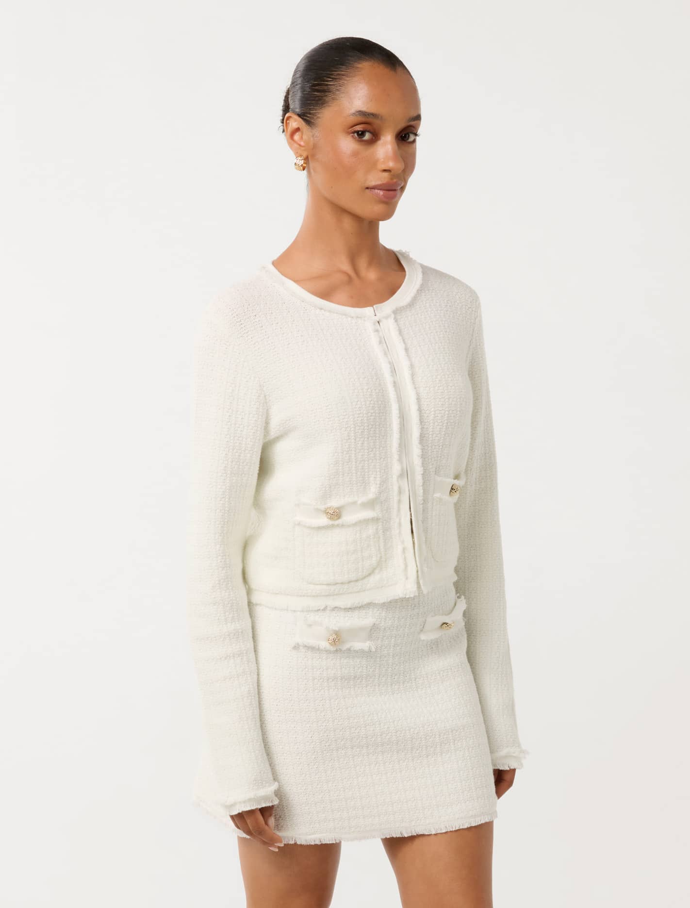 Faith Petite Textured Cardigan Cream
