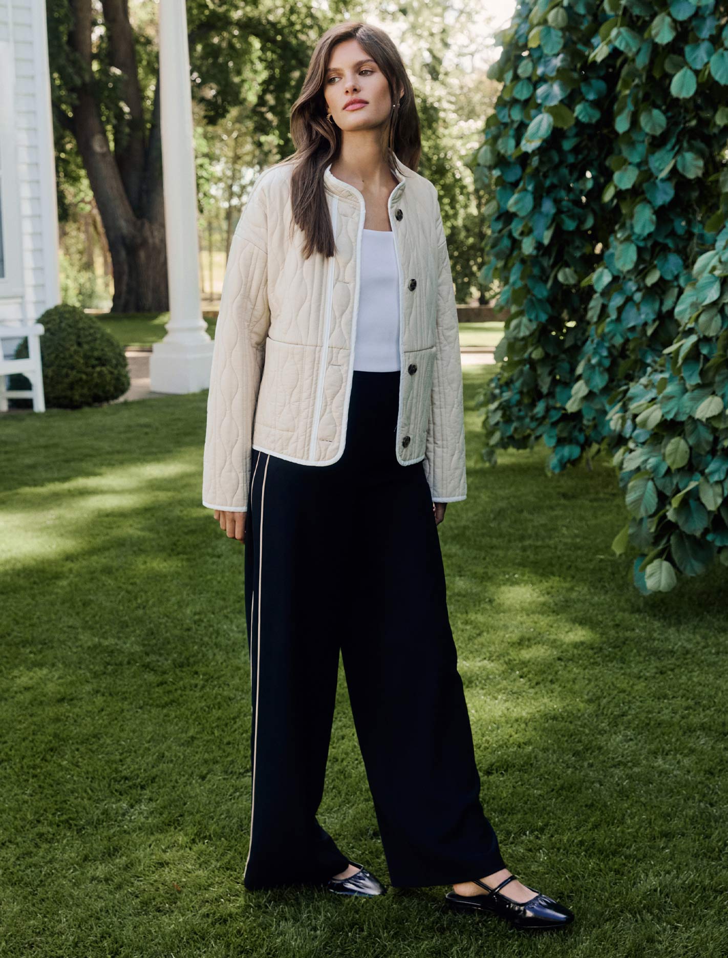 Brandi Stripe Wide Leg Pant Black