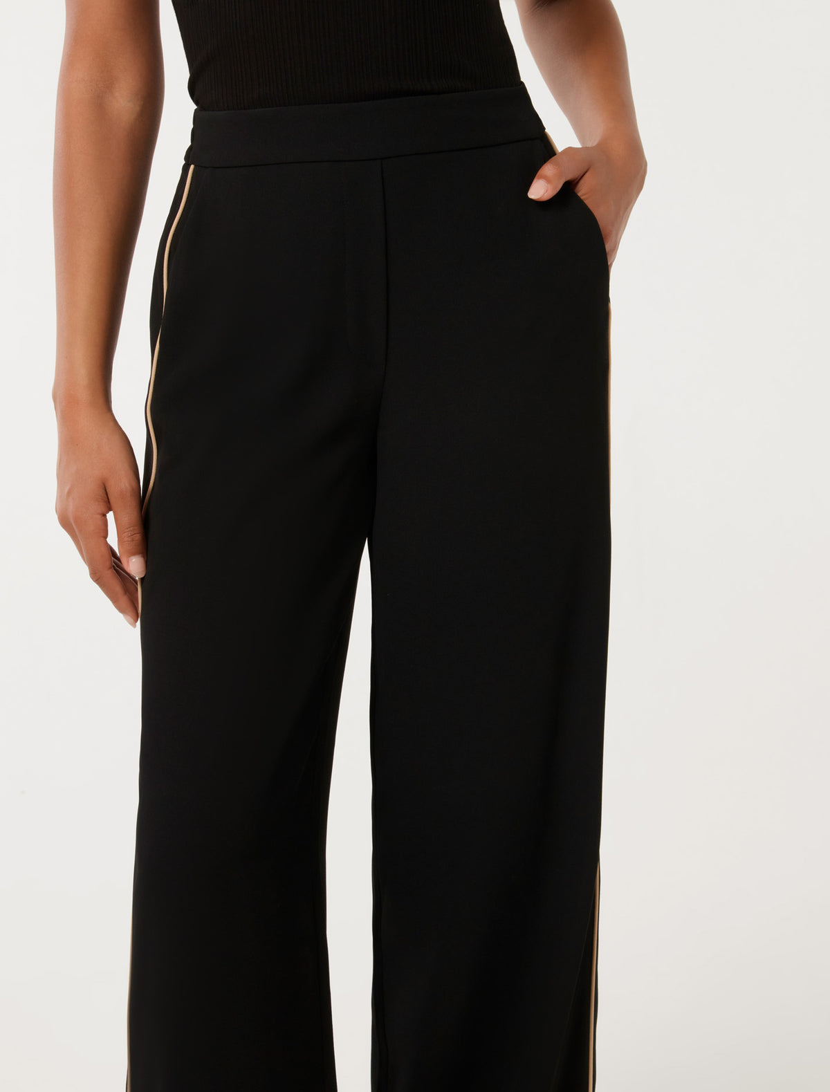 Brandi Stripe Wide Leg Pant Black