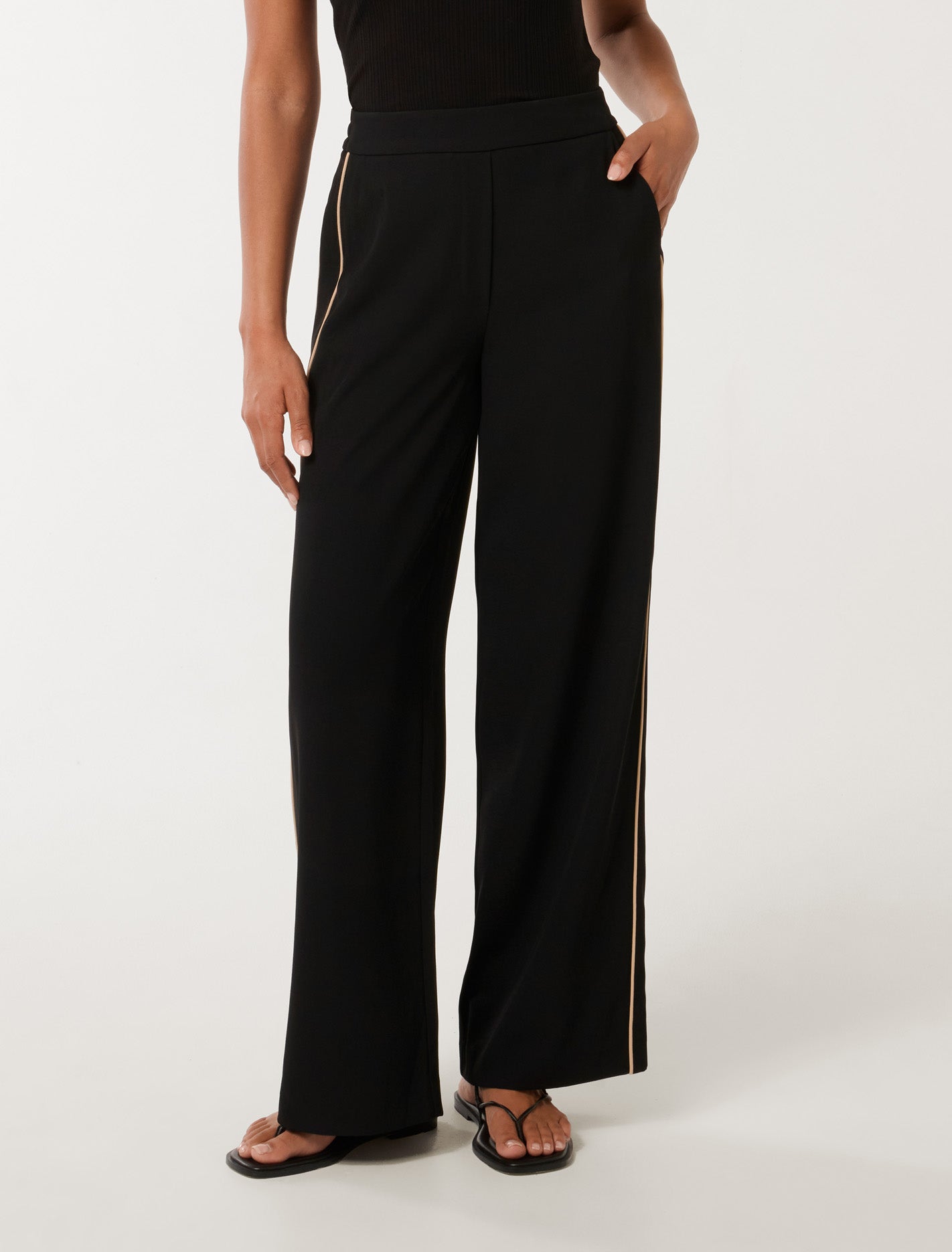 Brandi Stripe Wide Leg Pant Black