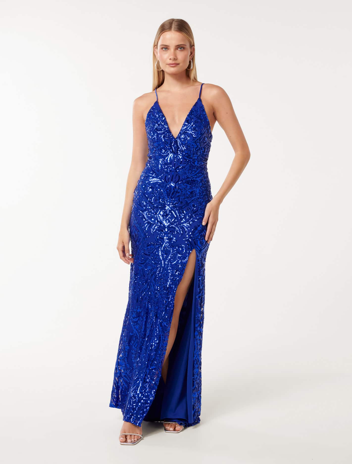 Parker Sequin Gown Royal Blue