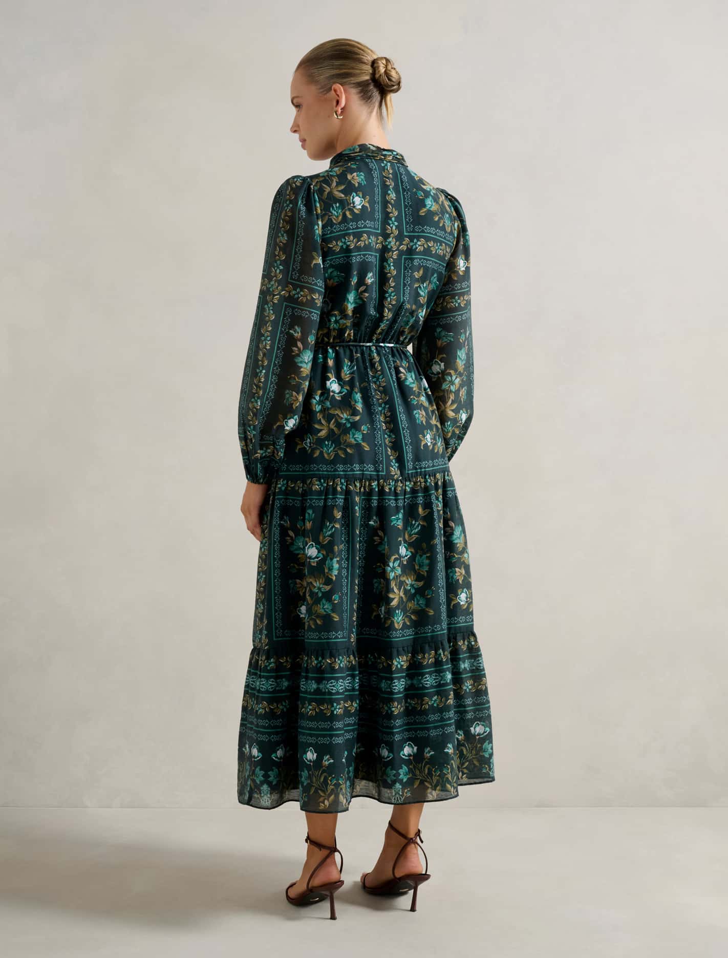 Tara Printed Midi Dress Green Bellview