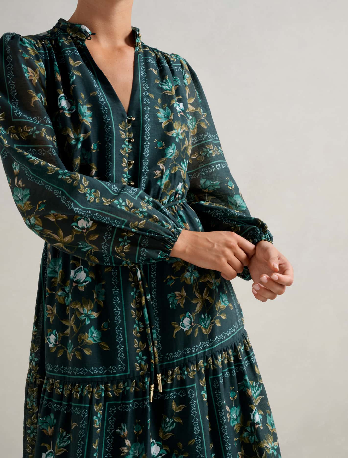 Tara Printed Midi Dress Green Bellview