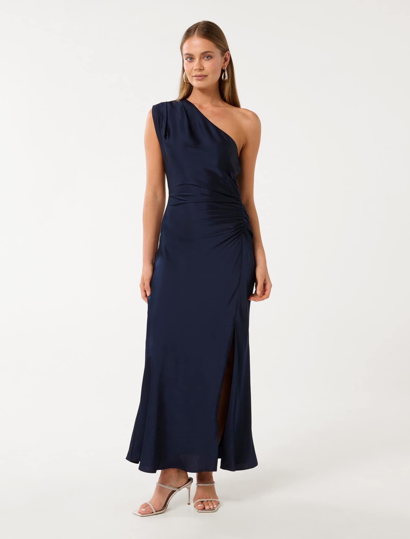 Asher One Shoulder Maxi Dress Navy