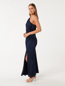 Asher One Shoulder Maxi Dress Navy