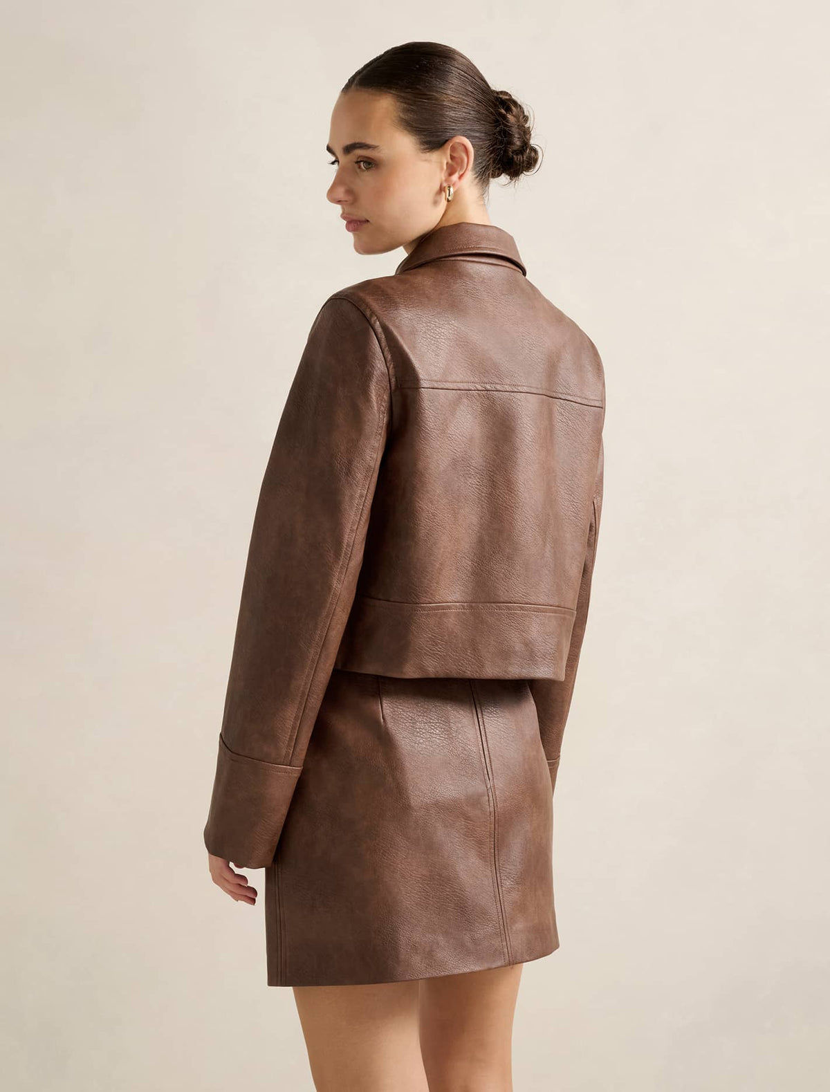 Wren Vegan Leather Jacket Walnut Set