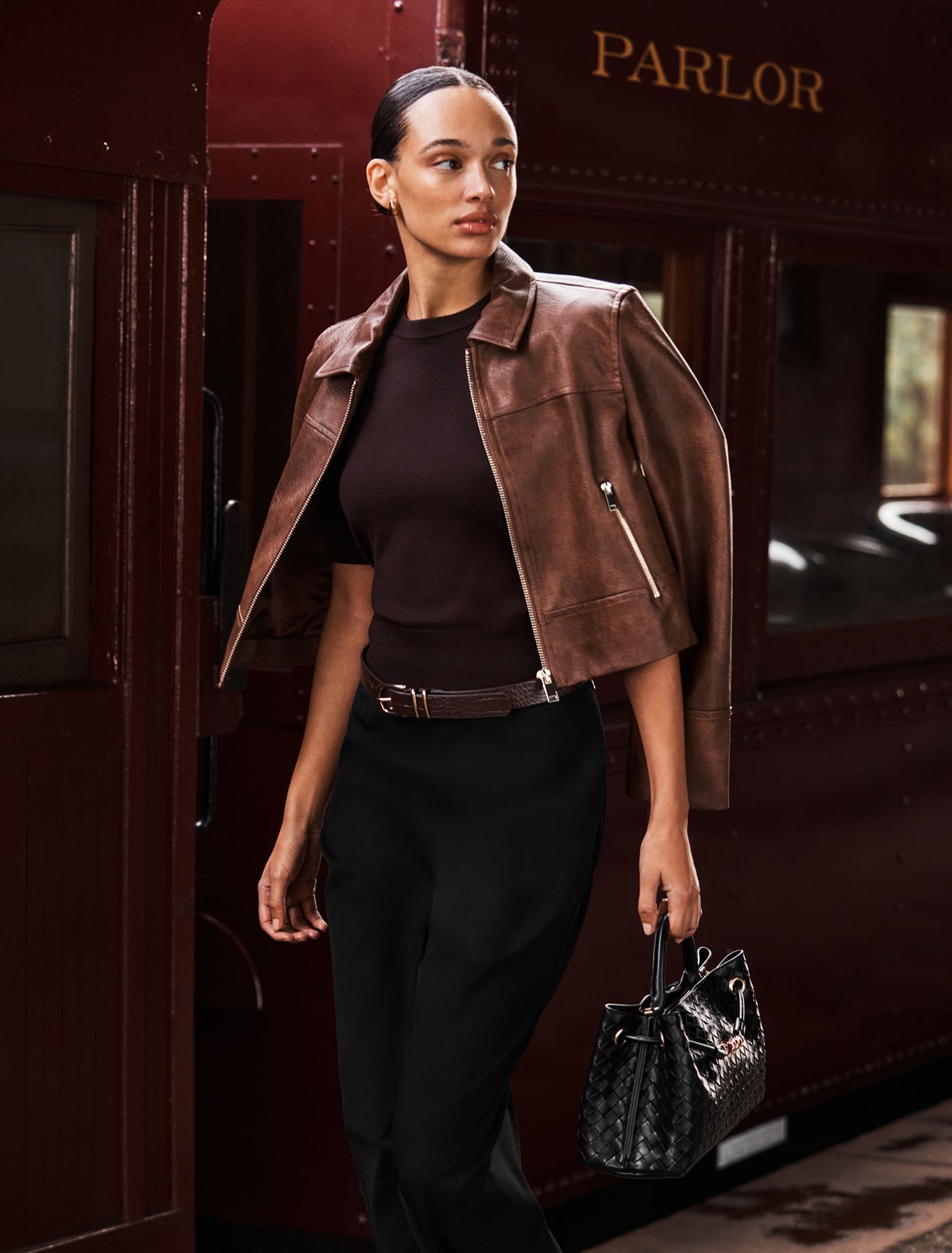 Wren Vegan Leather Jacket Walnut Set