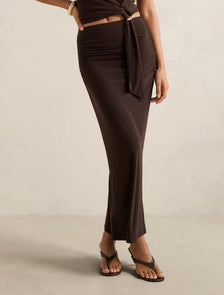 Jazelle Jersey Maxi Skirt Bitter Chocolate Co-ord