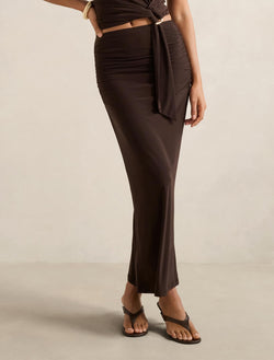 Jazelle Jersey Maxi Skirt Bitter Chocolate Co-ord