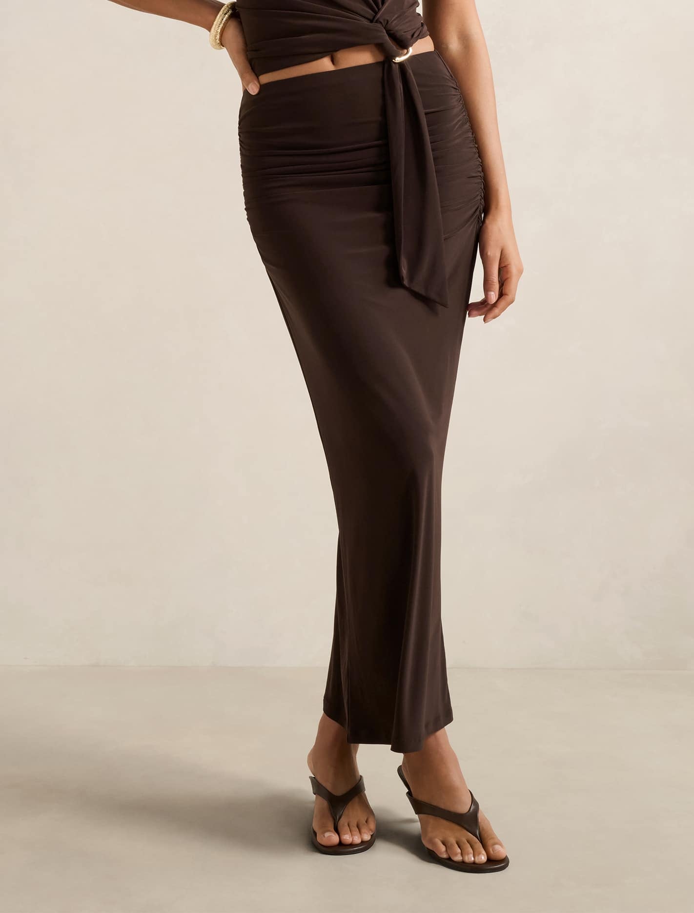 Jazelle Jersey Maxi Skirt Bitter Chocolate Co-ord