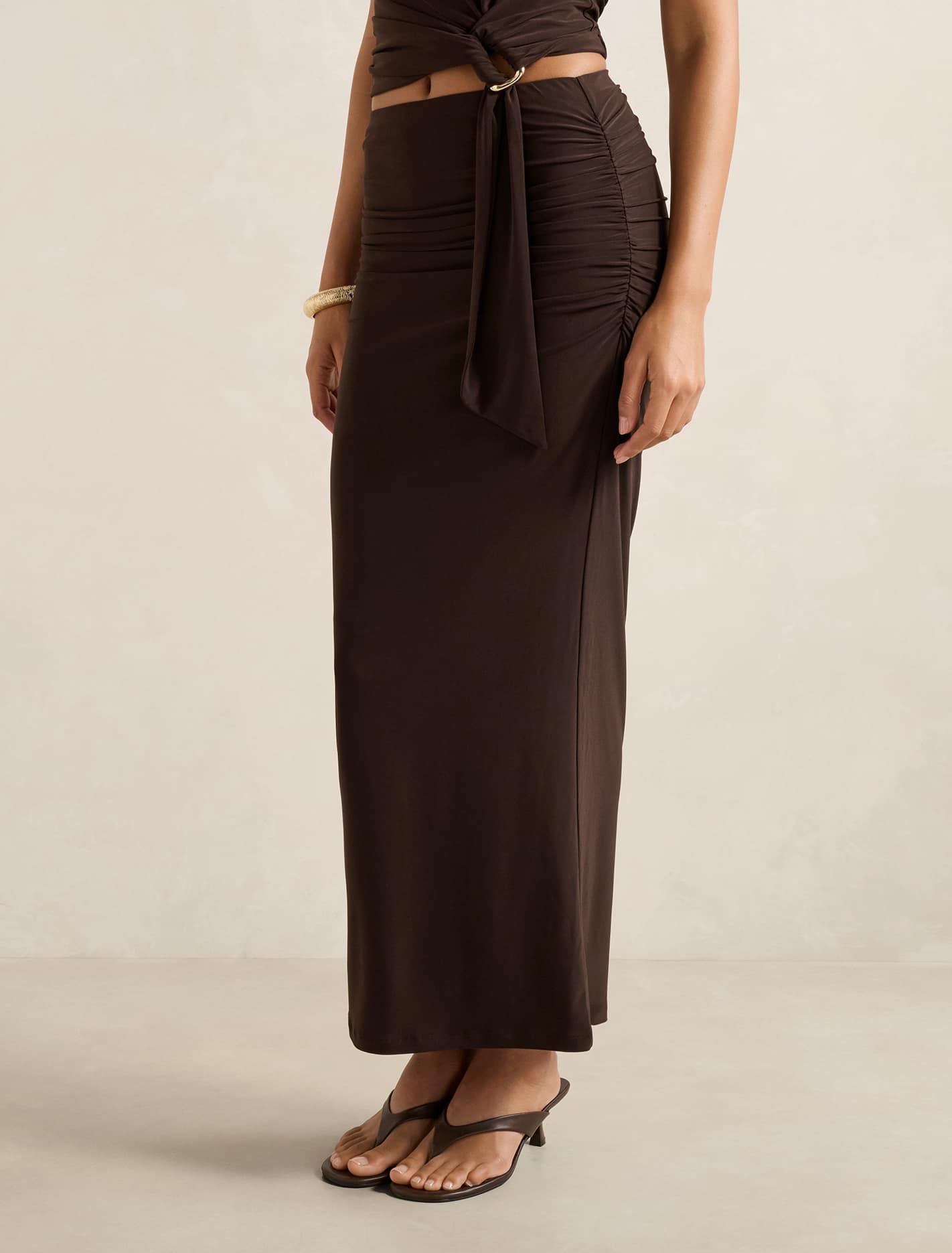 Jazelle Jersey Maxi Skirt Bitter Chocolate Co-ord