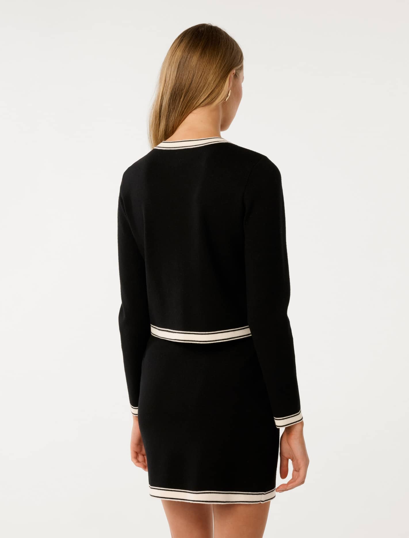 Cece Bow Detail Cardigan Black/ Porcelain