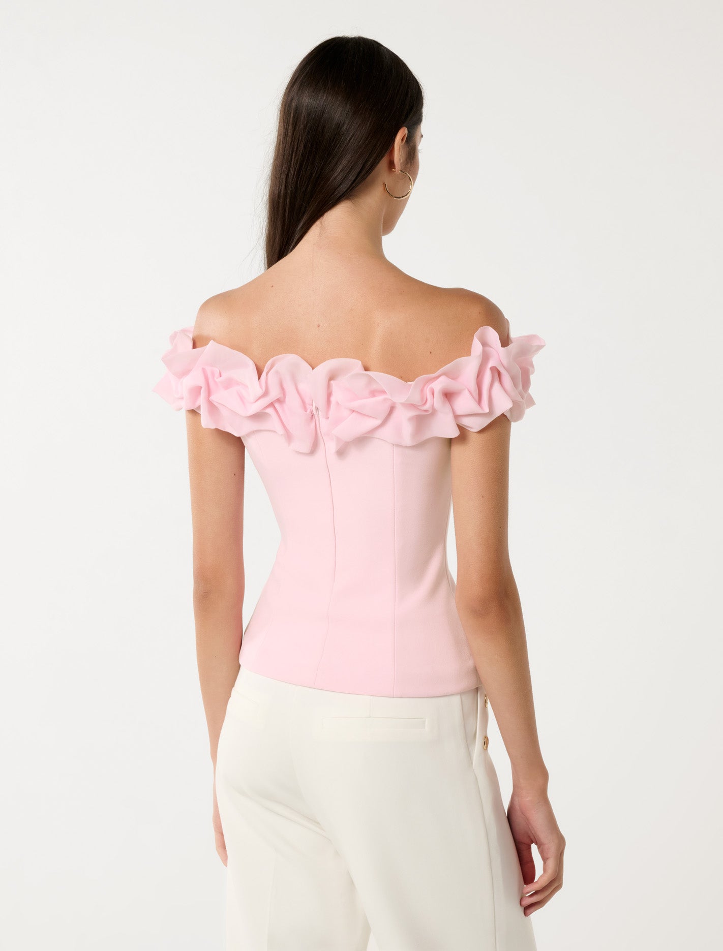 Stephanie Ruffle Bustier Top Pink Sorbet