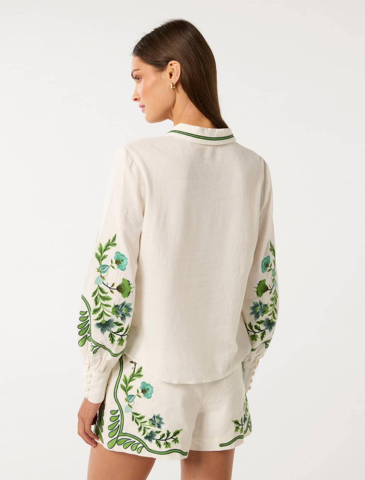 Rosalia Button Shirt Green Floral Co-ord