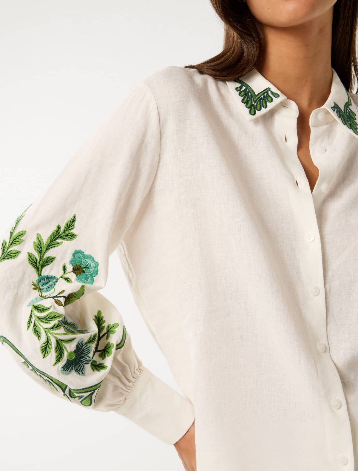 Rosalia Button Shirt Green Floral Co-ord