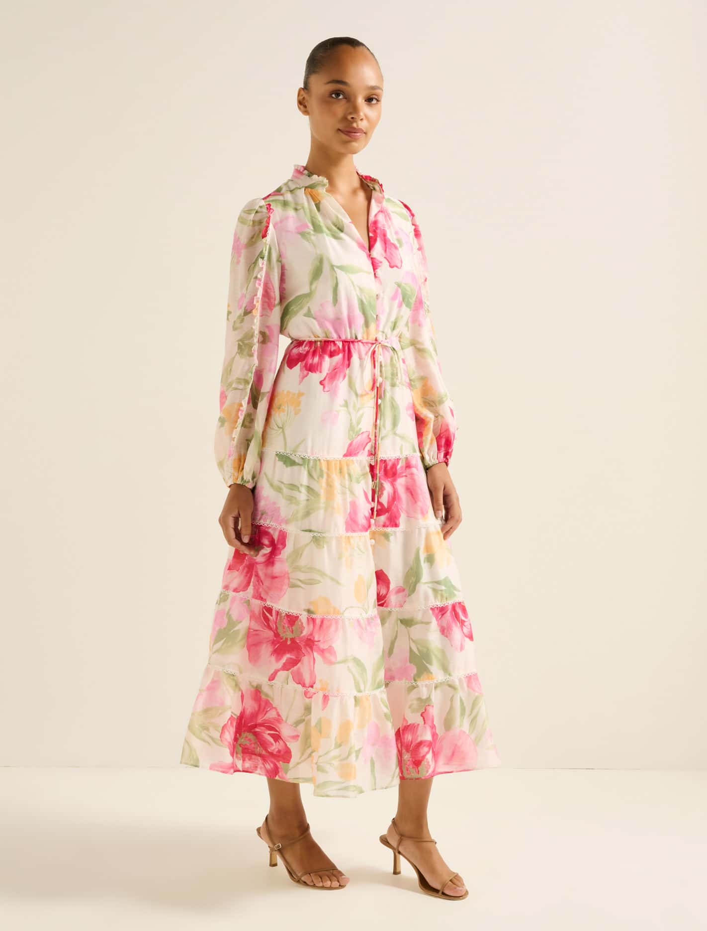 Jessie Button-Down Dress Red Lyell Floral