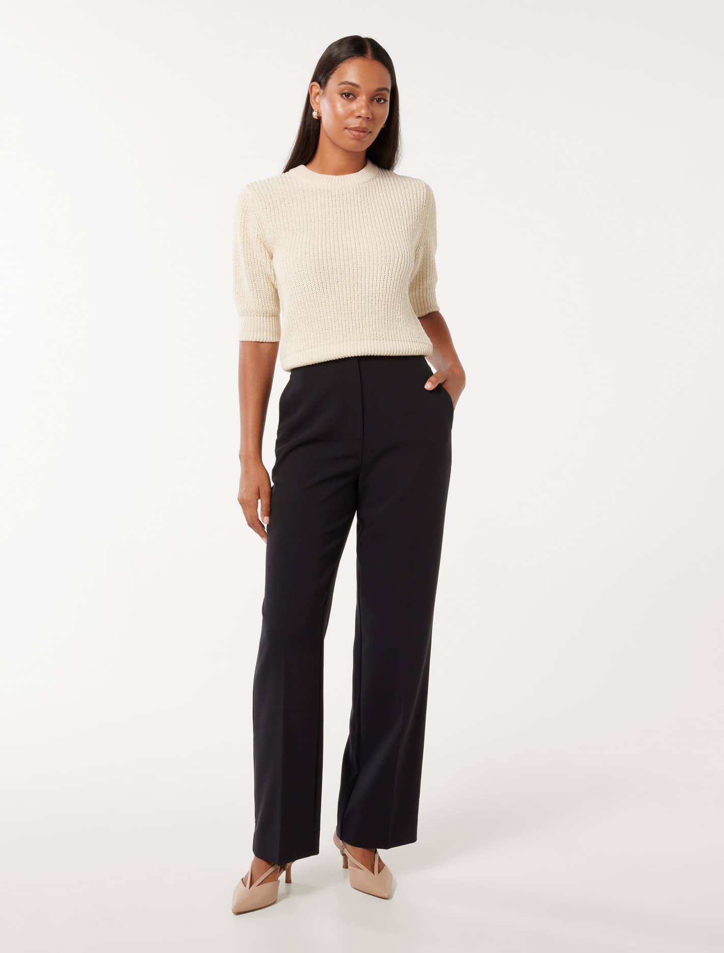 Fiora Straight-Leg Pants Navy