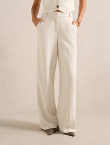 Oaklyn Wide Leg Pants Oat Milk Suit